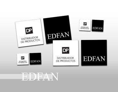 Etiqueta Distribuidor de Productos EDFAN para vidriera